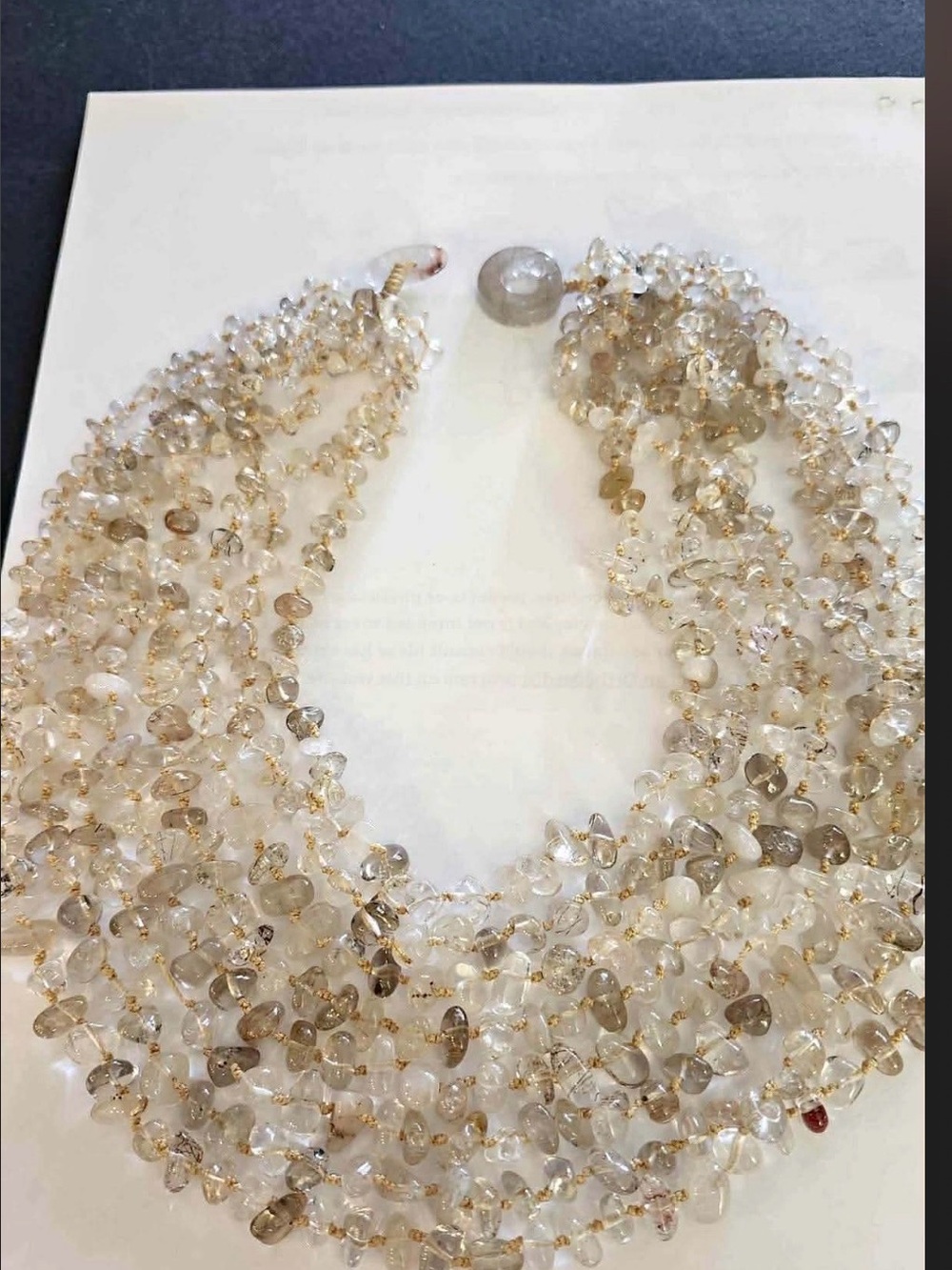 Multi-Strand Champagne Coral Crystal Beaded Necklace - Women Jewelry